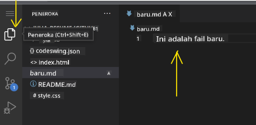 Menyunting fail dalam VSCode.dev