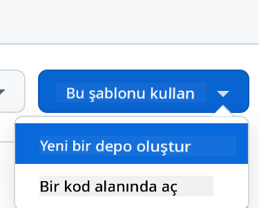 Şablondan oluşturma arayüzü, yeşil "Use this template" düğmesini gösteriyor