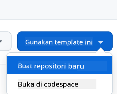 Antarmuka buat dari template yang menunjukkan tombol hijau "Use this template"