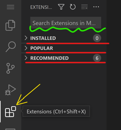 Extension marketplace interface
