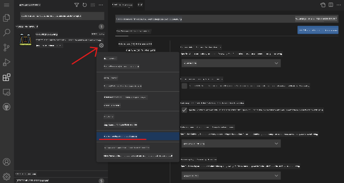 Modifier les paramètres des extensions