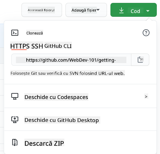 Copiază un repo local