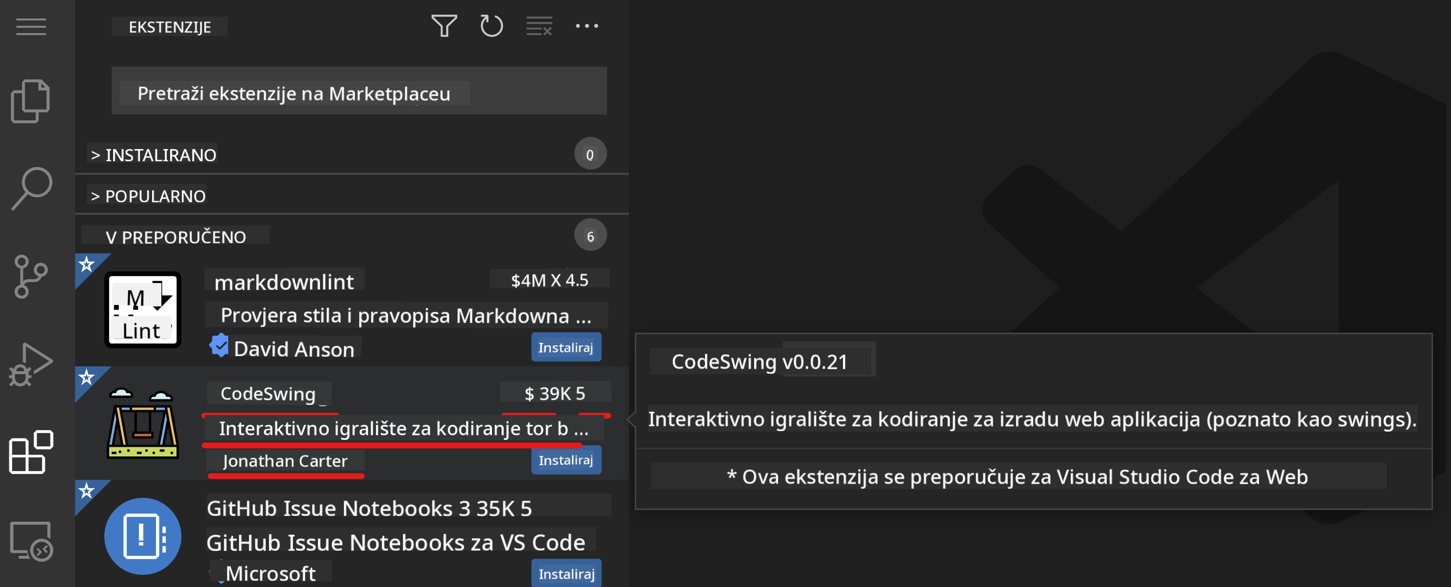 Extension details