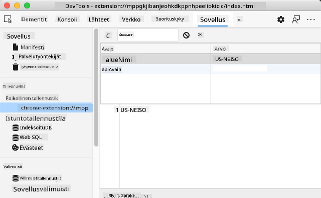 Paikallisen tallennuksen näkymä