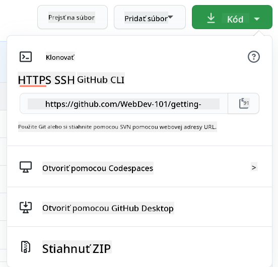 Skopírovanie repozitára lokálne