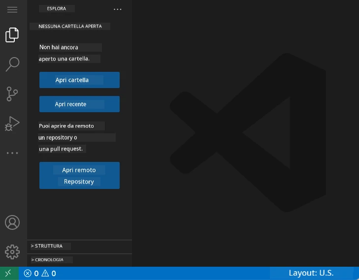 Interfaccia predefinita di VSCode.dev