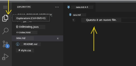 Modificare file in VSCode.dev