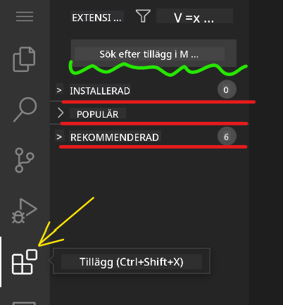 Extension marketplace interface