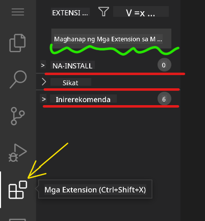 Interface ng extension marketplace