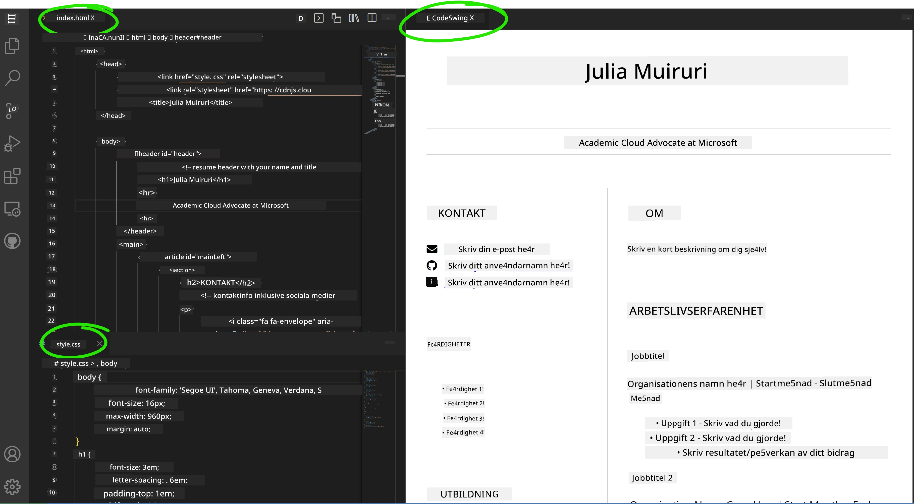 CodeSwing-tillägg visar live-förhandsgranskning