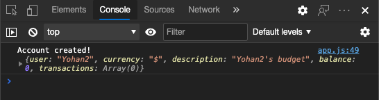 ブラウザコンソールにログメッセージが表示されているスクリーンショット