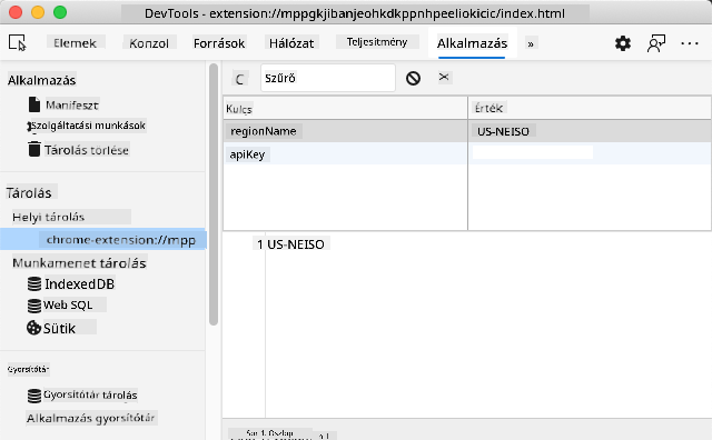 Helyi tároló panel
