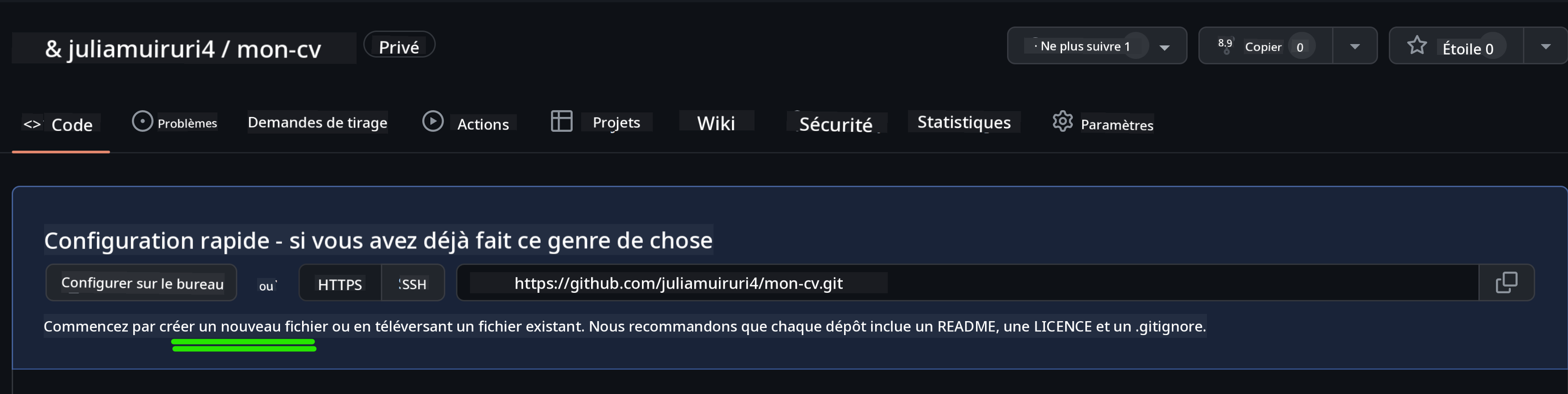 Créer un nouveau fichier sur github.com