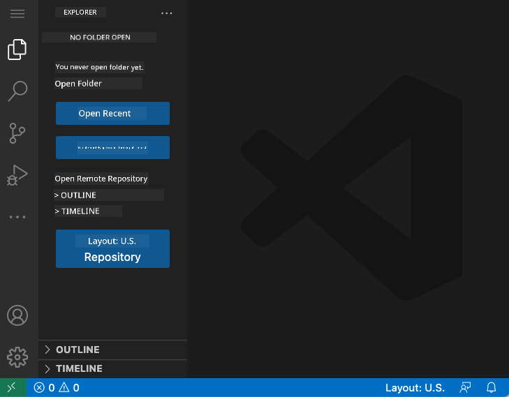 Default VSCode.dev interface