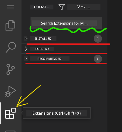 Extension marketplace interface