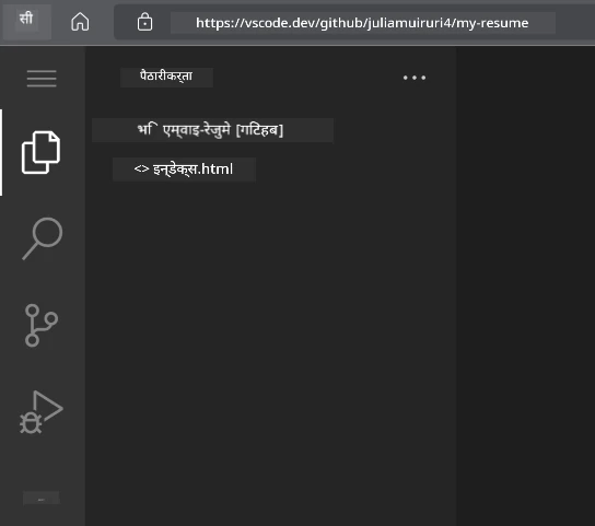 VSCode.dev मा परियोजना लोड गरिएको