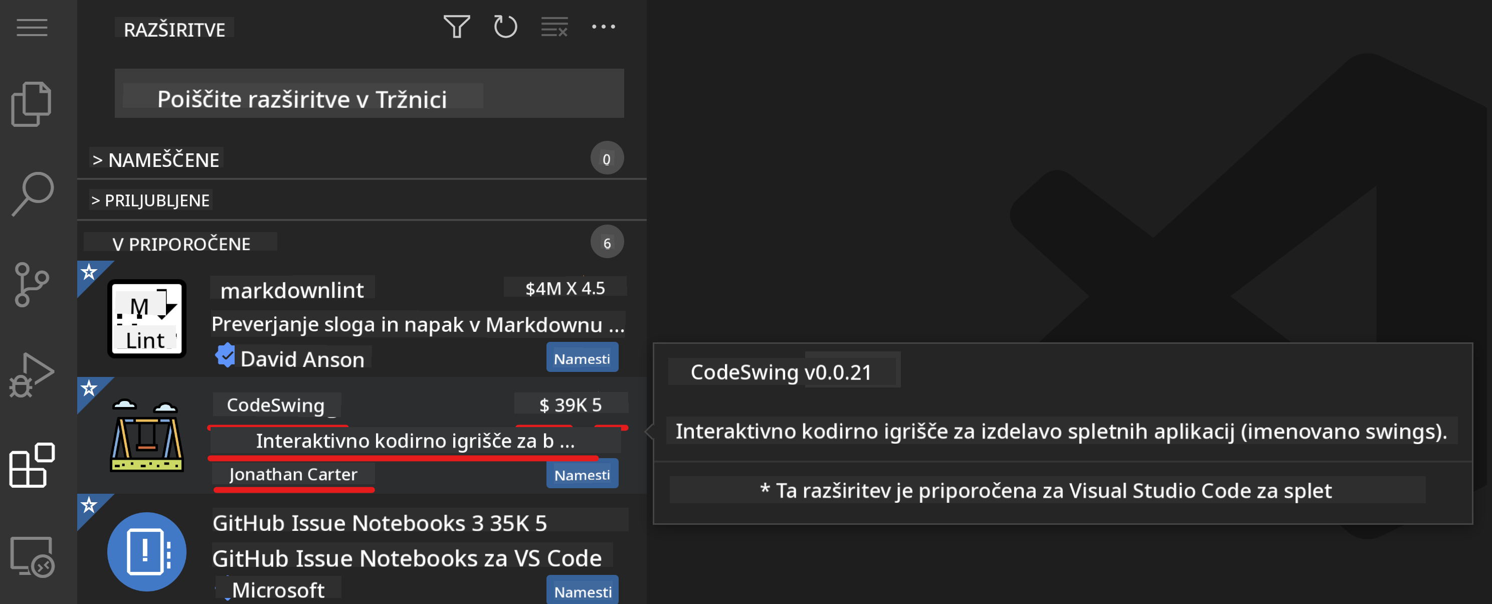 Podrobnosti razširitev