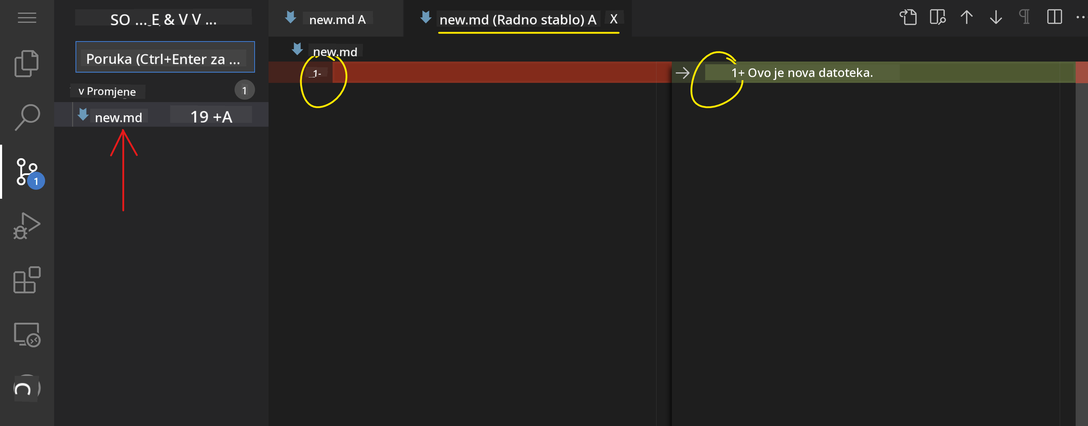 Pregled promjena u Source Control