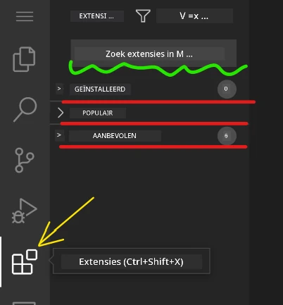 Interface van de extensiemarkt