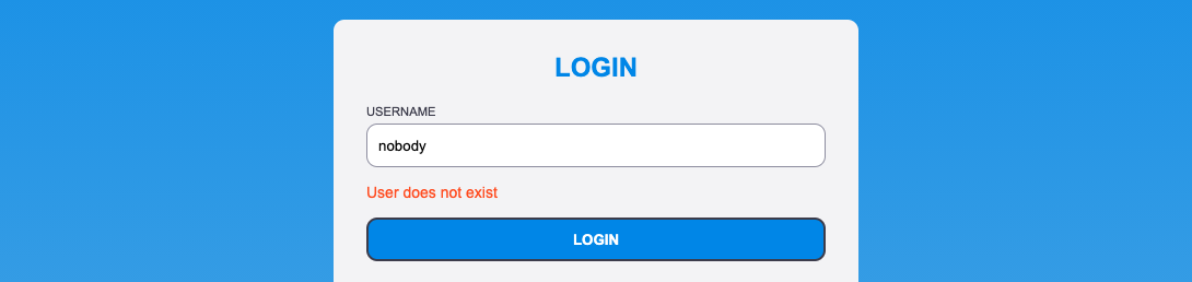 Screenshot showing the error message displayed during login