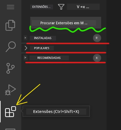 Interface do mercado de extensões