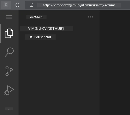Project loaded in VSCode.dev