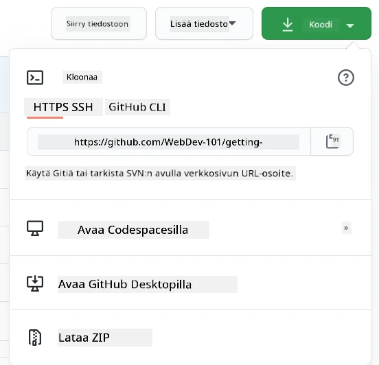Kopioi repo paikallisesti