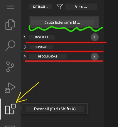 Interfața marketplace-ului de extensii