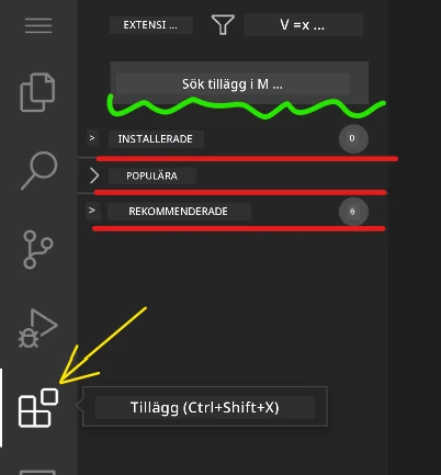 Extension marketplace interface
