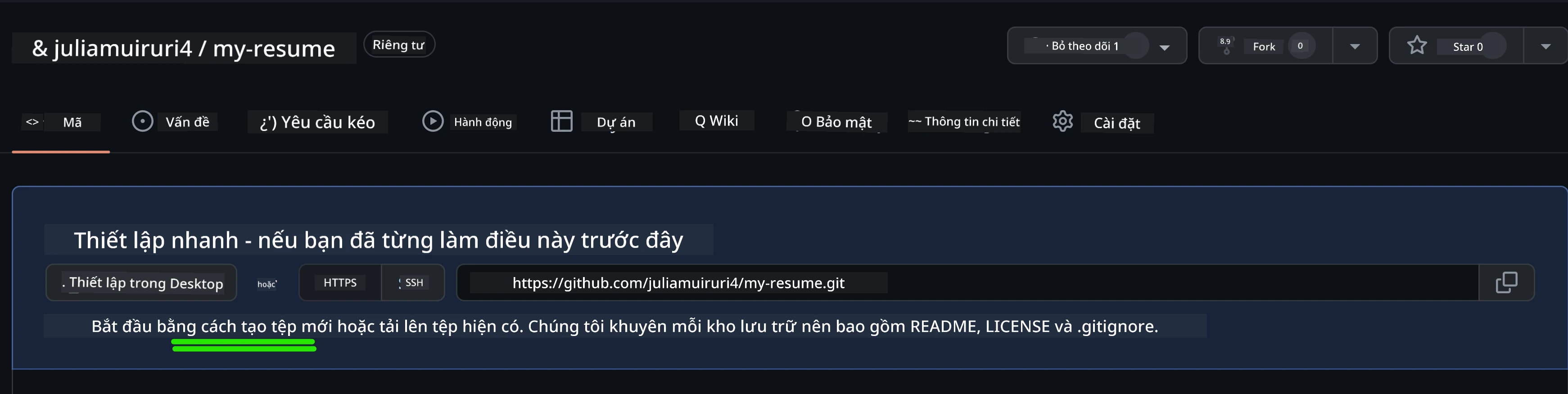 Tạo tệp ban đầu trên GitHub
