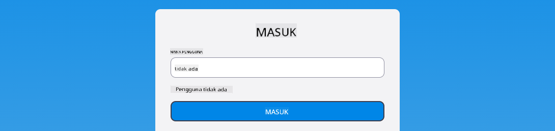 Screenshot menunjukkan pesan kesalahan yang ditampilkan selama login