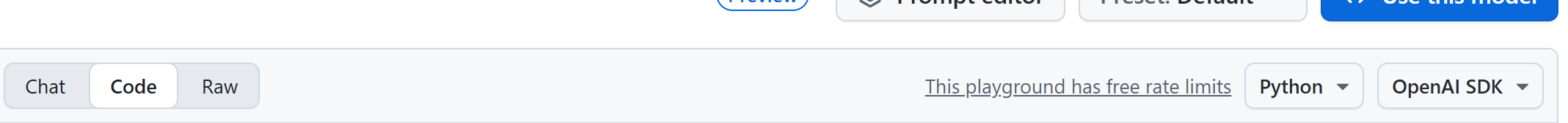 Playground choice showing code generation options for different programming languages
