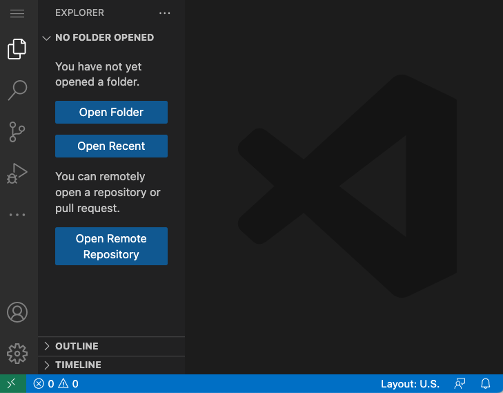 Default VSCode.dev interface