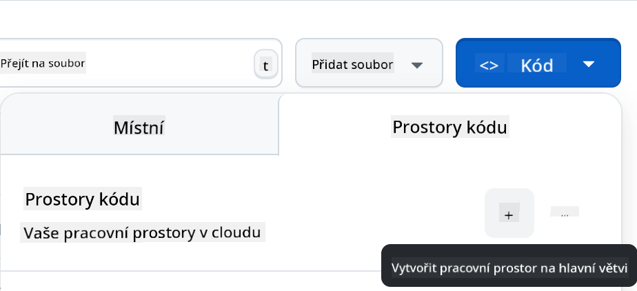 Vytvořit Codespace