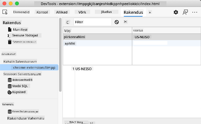 Kohaliku salvestuse paneel