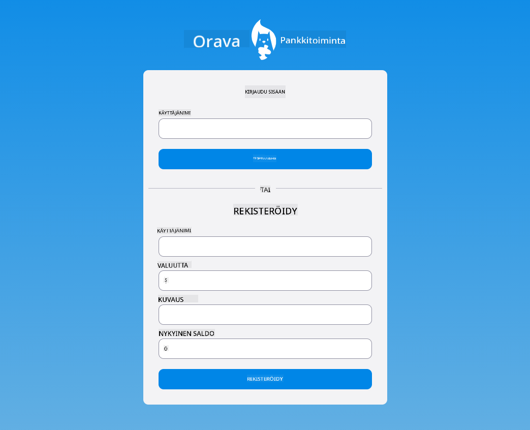 Näyttökuva kirjautumissivusta CSS-tyylien lisäämisen jälkeen