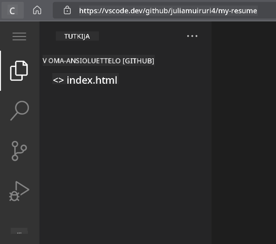 Projekti ladattu VSCode.dev:ssä
