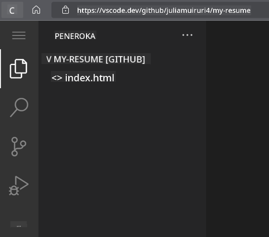 Projek dimuatkan di VSCode.dev
