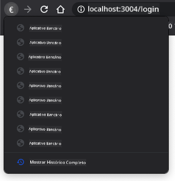 Captura de tela do histórico de navegação