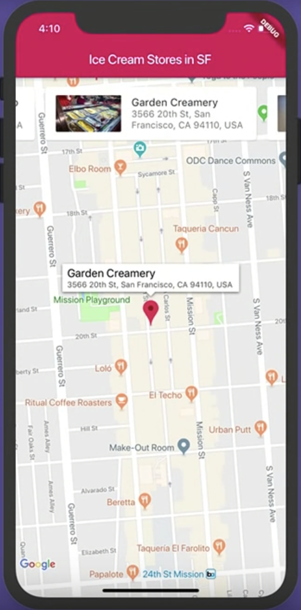 Flutter maps firestore screenshot