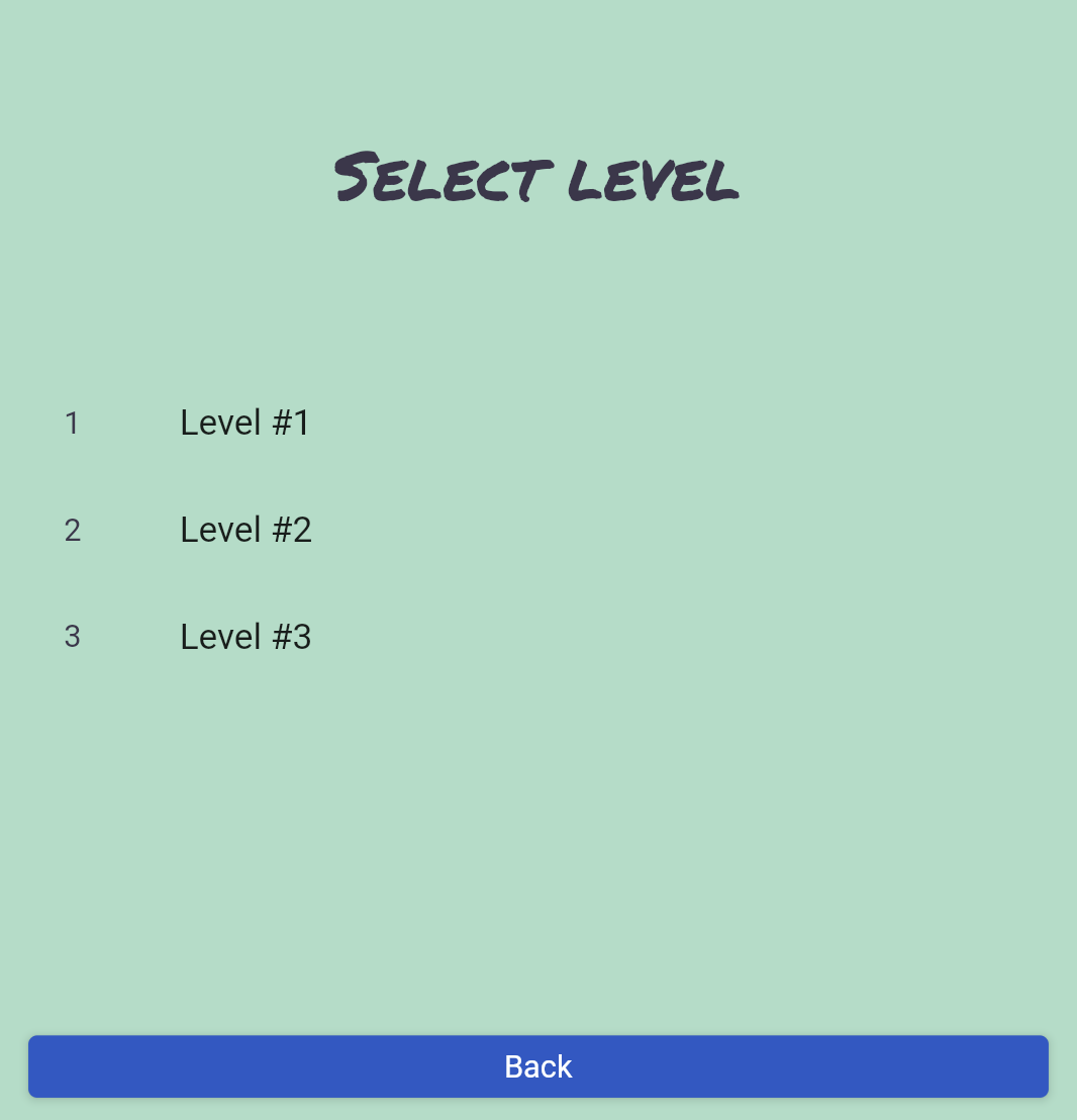 Level selection screen