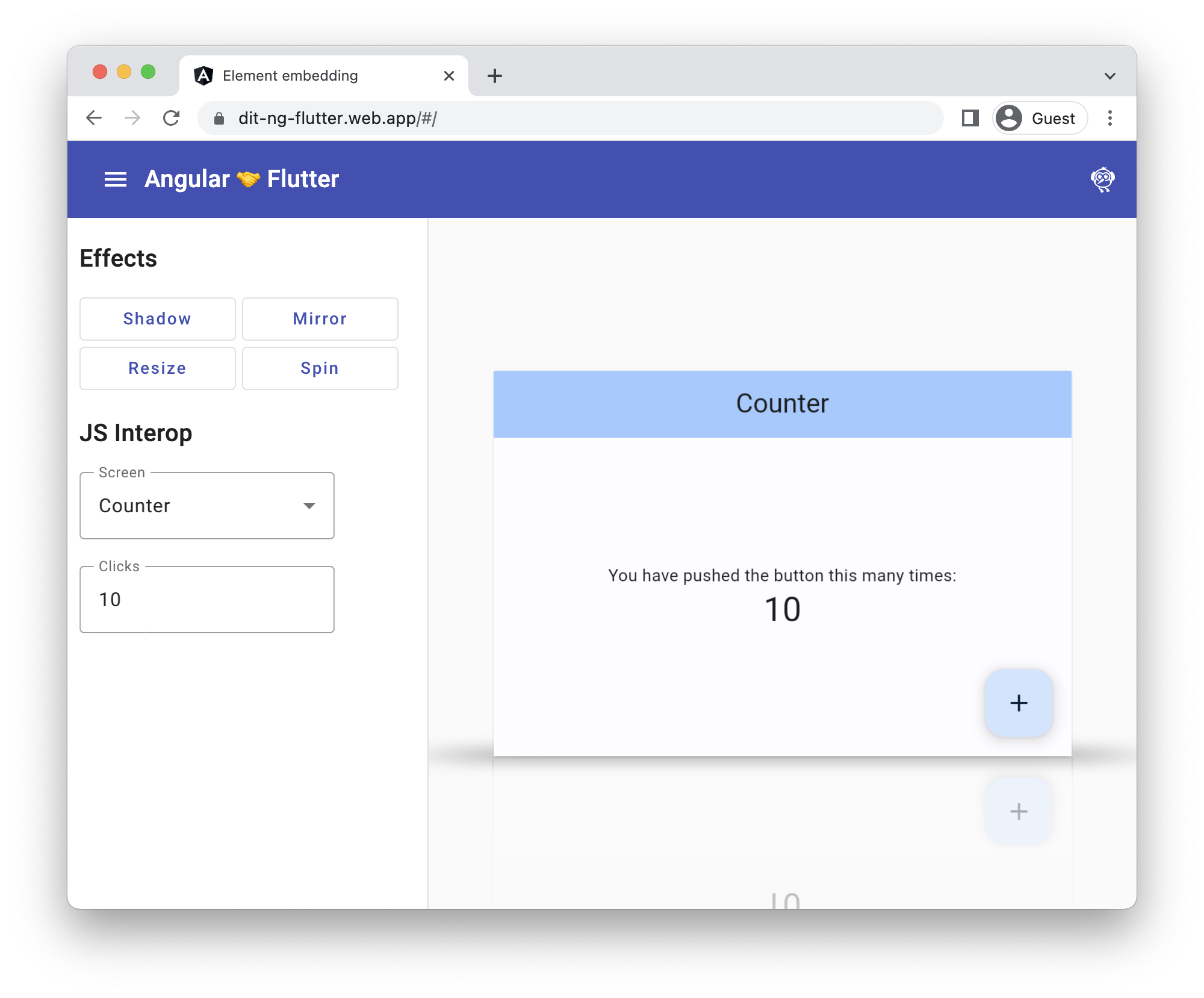 A Flutter app embedded in an Angular app