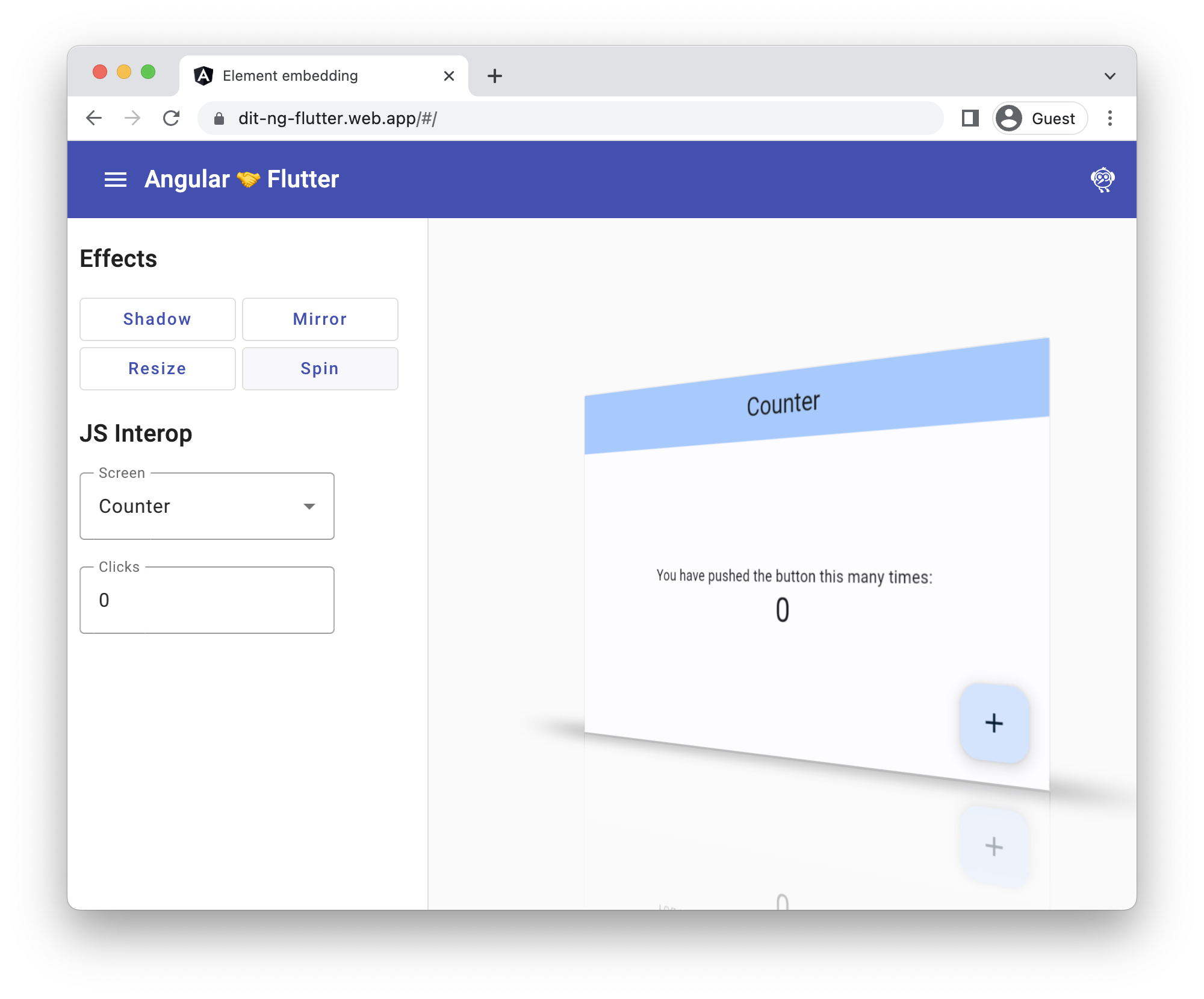 A Flutter app embedded in an Angular app